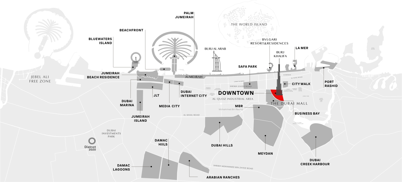 Downtown Dubai map